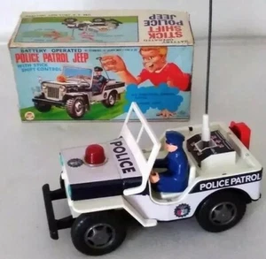 NOMURA TINPLATE STICK SHIFT POLICE PATROL JEEP (BOXED)  - Bild 1 von 10