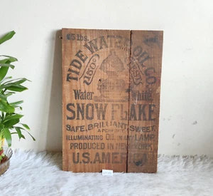 1920s Vintage Tide Water Oil Co Advertising Wooden Sign Board USA Decor WN426 - Picture 1 of 4