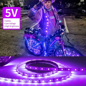 2.5M/5M LED UV Black Light Strip Adhesive Fluorescent Party Tape Lights Battery - Picture 1 of 15
