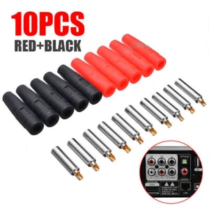 10 x Bananenbuchse 4mm Rot + Schwarz Buchse Isoliert Bananenstecker Goldstecker - Bild 1 von 10
