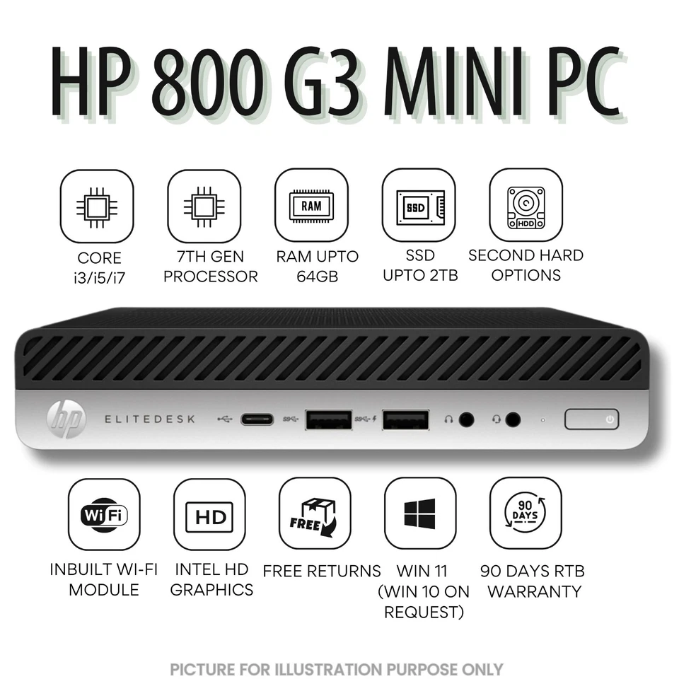 HP EliteDesk 800G3 Mini Core i7 7th Gen 32GB RAM DDR4 2TB SSD 90 days Warranty - Image 1 of 4