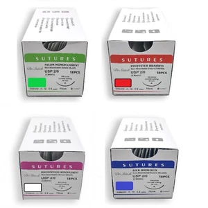 48/pack Practice Sutures Silk- Nylon- Polyester -Polypropylene- Braided sterile - Picture 1 of 8