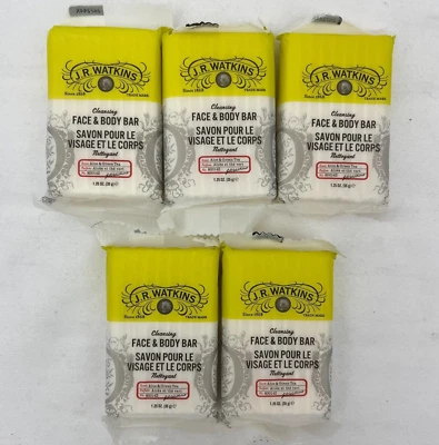JR Watkins Cleansing Face & Body Bar Soap Aloe & Green Tea 1.25 oz Lot of 5 - Image 1 of 4