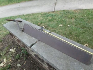Beautiful Antique Ice Saw -Cast Iron Handle -48" Blade- 64"OAL - Great Patina-EC - Picture 1 of 12