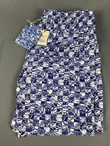 Peter Millar Swim Trunks Seaside Check Bait Print XL Blue ATL Koozie NWT - Picture 1 of 7
