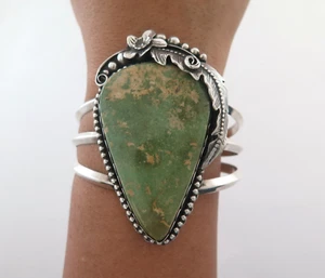 XXL Sterling Silber & wunderschönes Türkis Southwestern verziertes Armreif Armband - Bild 1 von 10