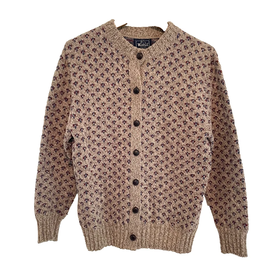 Cárdigan Woolrich Vintage Lana Ojo de Pájaro Abotonado Talla Grande Suéter Foto 1 de 4