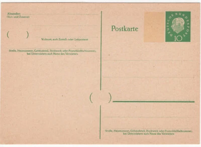 1960 W.GERMANY  POSTCARD STATIONERY MI#P 43 I  XF - Image 1 of 2