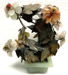 Ancien BONSAI arbre fleurs en pot en pierre dure Chine - Picture 1 of 6