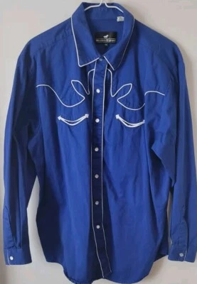 Western Express para hombre talla Camisa a Presión 2 XL Perla Azul 100% Algodón Vintage India Foto 1 de 4