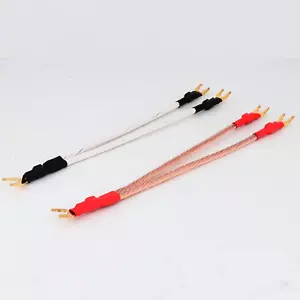 2PCS OCC Copper HiFi Audio Speaker Jumper Cable 1 To 2 Y Spade Plug Bridge Cord - Picture 1 of 5