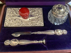 BIRKS ,CANADA, STERLING DESK SET, MADE IN ENGAND FOR BIRKS 1920 - Photo 1 sur 9