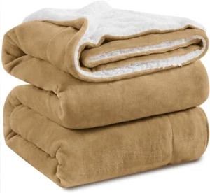 KAWAHOME Sherpa Fleece Queen Size Blanket Extra Warm and Heavy Thick Blankets - Picture 1 of 7