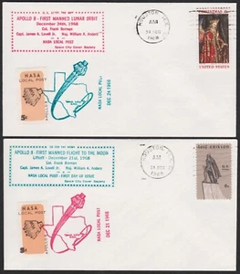 Apollo 8 Set of 2 NASA Local Post December 1968 Unaddressed Sound Space City - Picture 1 of 2