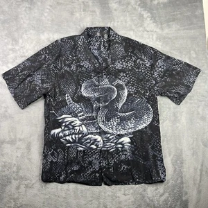 Vintage City Impact Shirt Mens XL Button Up Snake Tribal Y2K Tattoo Skater AOP - Picture 1 of 10
