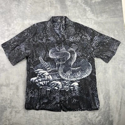 Vintage City Impact Shirt Mens XL Button Up Snake Tribal Y2K Tattoo Skater AOP - Image 1 of 4