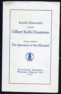 1931 LOYOLA UNIVERSITY PROGRAM GILBERT KEITH CHESTERTON LECTURE KNIGHTS COLUMBUS - Imagen 1 de 3