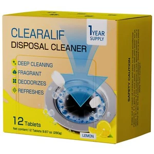 Household Garbage Disposal Cleaners 12 Tablets Fresh Lemon Scent Compatible W... - Picture 1 of 6