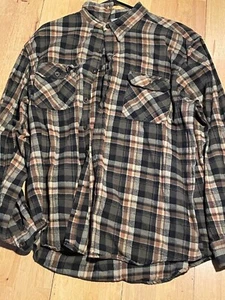 rugged exposure brown green long sleeve button up xl mens shirt - Picture 1 of 1