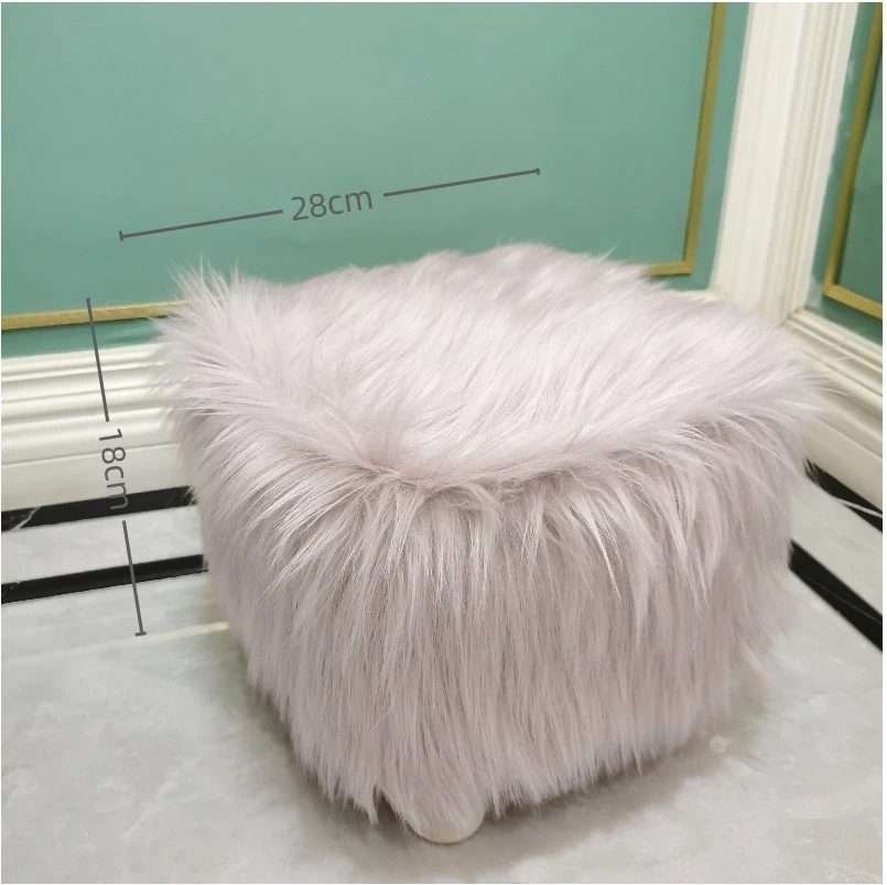 Funda otomana de felpa fundas para sillas de lana artificial cubiertas protectoras para reposapiés Foto 1 de 4