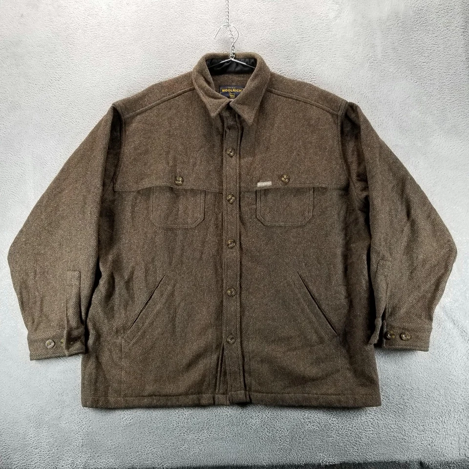 Woolrich Jacket Mens XL Brown Wool Blend Shirt Jacket Forest 102 Heavy Outdoor - Image 1 of 4