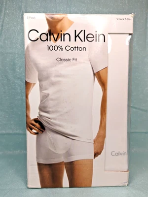 Calvin Klein Men's Cotton Classics 5-Pack V Neck Undershirts Sz M NEW - Image 1 of 3