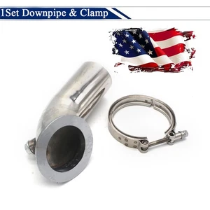 3" 90° Stainless Bend Downpipe Elbow V-band Adapter Flange Clamp For Turbo HY35 - Picture 1 of 7