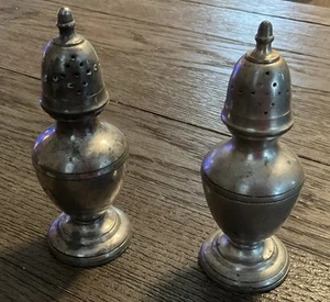 Vintage Stieff Pewter Salt & Pepper Shakers 5” - Picture 1 of 8