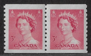 Canada Coil Stamps — Pair — 1953, Elizabeth II #332 MNH Ref. 2161 - Picture 1 of 2