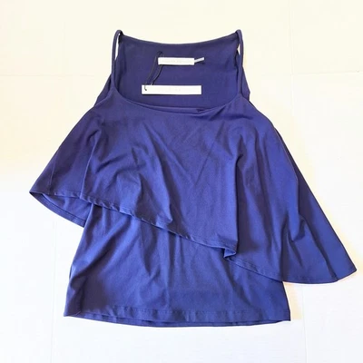 NUEVO CON ETIQUETAS SUSANA MONACO Mujer Talla Mediana Azul Sin Mangas Blusa Camisa en Capas Prenda para el torso Foto 1 de 4