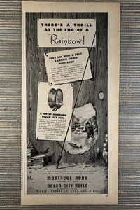 Montague Bamboo Rod Ocean City Reel Fishing City MA 1946 Vintage Print Ad - Picture 1 of 1