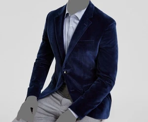 Hugo Boss Men's Blue Solid Velvet Modern-Fit Suit Jacket Size 42S - Picture 1 of 2