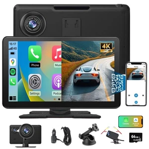 9" Autoradio Wireless CarPlay und Android Auto Tragbarer Display 64G-SD KAM AUX - Bild 1 von 11