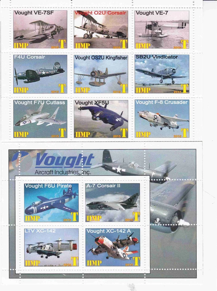 Stamp blocks complete Vought Aircraft Airplane company 2015 Transnistria issue - Image 1 of 1