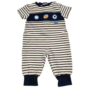 Gymboree Baby 0-3 Months Striped Sports Baseball Football Soccer Romper VTG 2000 - Picture 1 of 4