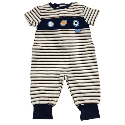 Romper de futebol esportivo listrado Gymboree bebê 0-3 meses vintage 2000 - Imagem 1 de 4
