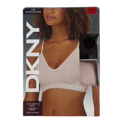 DKNY Women's 2-Pack Seamless Bra, Brown / Pink, Size M - Image 1 of 4