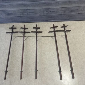 Vintage O Scale Wooden Telephone Poles Lot (5)For Model Train Set Lionel C4 - Picture 1 of 7