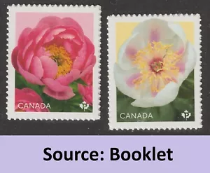 Canada 3488-3489 Peonies P single set 2 (from booklet) MNH 2025 - Picture 1 of 1