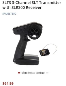 Spektrum SLT3 Radio RC Transmitter 3 Channel Remote 2.4GHz SLR300 Receiver Arrma - Picture 1 of 3