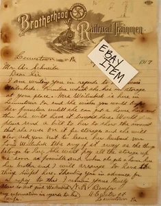 1917 Lewistown Pennsylvania Brotherhood of Railroad Trainmen H.E. Litografía de agua - Imagen 1 de 2