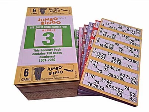 750 6 Page Games Jumbo Bingo Tickets 6 To View 1-90 Books Cards Serial Numbers - Picture 1 of 3