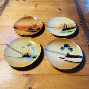 Vintage Chikaramachi Hand Painted Plates Japan Set Of 4 - Picture 1 of 11