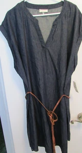 New Women's 3X Denim Belted Sleeveless V-Neck Dress BY Bobbie Brooks - Picture 1 of 12