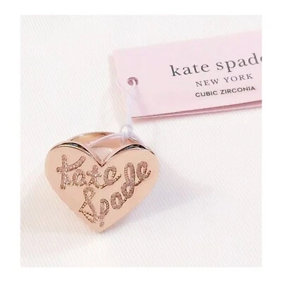 Anillo de cristal circonita cúbica chapado en oro rosa 12-K Kate Spade nuevo con etiquetas - talla 7 - ¡RARO! Foto 1 de 4