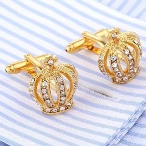 Men Cufflinks 1 Pair of Shirt Suit Cuff Links Jewelry Rhinestone Classic MN-20 - Picture 1 of 6