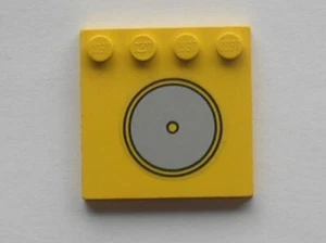 LEGO Yellow Tile Modified 4x4 Light Gray Circle Sticker Ref 6179pb012 Set 5848  - Picture 1 of 1