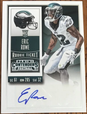 2015 Panini Contenders Rookie Autograph Eric Rowe #120A Philadelphia Eagles - Image 1 of 2