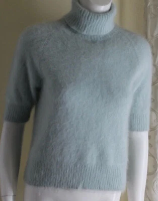 THE LIMITED -Talla S Suave Azul Polvoriento 70% Angora Peludo Lux Suéter Cuello Alto  Foto 1 de 4