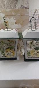 Country Chic Rustic sping glory rose Flowers Metal Lantern Votive Candle Holder - Picture 1 of 9
